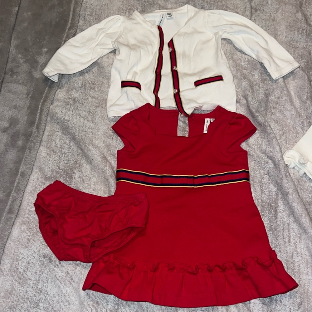 Jamie and Jack size 6 to 12 month dress and cardigan bundle